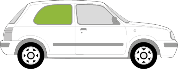 Afbeelding van Zijruit rechts Nissan Micra 3 deurs (vaste ruit)