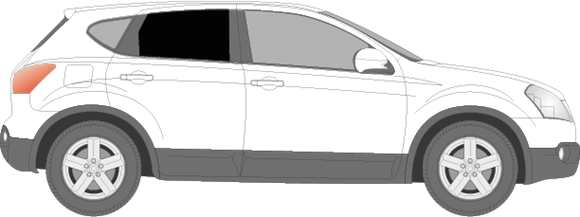 Afbeelding van Zijruit rechts Nissan Qashqai (DONKERE RUIT)