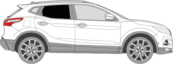 Afbeelding van Zijruit rechts Nissan Qashqai (DONKERE RUIT)