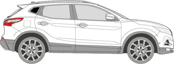 Afbeelding van Zijruit rechts Nissan Qashqai (DONKERE RUIT)