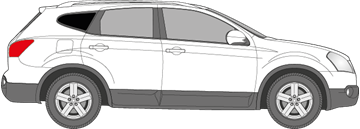 Afbeelding van Zijruit rechts Nissan Qashqai+2 (DONKERE RUIT) 