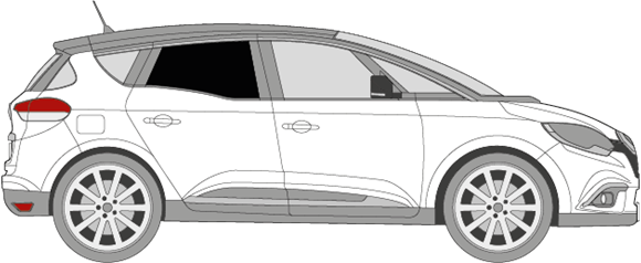 Afbeelding van Zijruit rechts Renault Mégane Scenic (DONKERE RUIT)