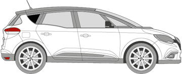 Afbeelding van Zijruit rechts Renault Mégane Scenic (DONKERE RUIT MET CHROOM)