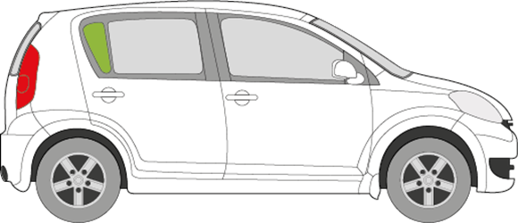 Afbeelding van Zijruit rechts Daihatsu Sirion