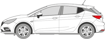 Afbeelding van Zijruit links Opel Astra 5-deurs (DONKER en zwarte lijst)
