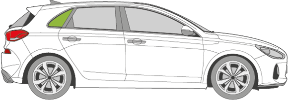 Afbeelding van Zijruit rechts Hyundai i30 5 deurs