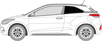 Afbeelding van Zijruit links Hyundai i20 coupé (DONKERE RUIT)