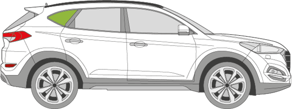 Afbeelding van Zijruit rechts Hyundai Tucson zonder chroom 