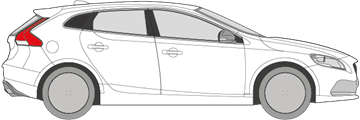 Afbeelding van Zijruit rechts Volvo V40 5 deurs (DONKERE RUIT)