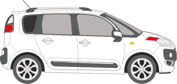 Afbeelding van Zijruit rechts Citroën C3 Picasso (DONKERE RUIT)
