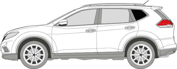 Afbeelding van Zijruit links Nissan X-Trail (DONKERE RUIT)
