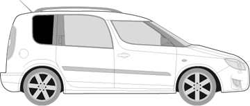 Afbeelding van Zijruit rechts Skoda Roomster (DONKERE RUIT)