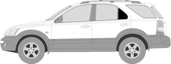Afbeelding van Zijruit links Kia Sorento (DONKERE RUIT)