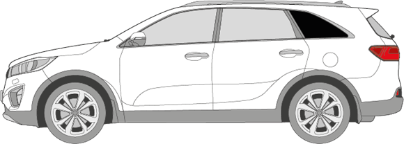 Afbeelding van Zijruit links Kia Sorento (DONKERE RUIT)