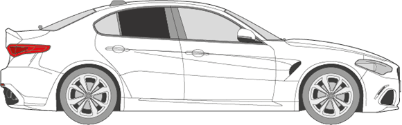 Afbeelding van Zijruit rechts Alfa Romeo Giulia (DONKERE RUIT)