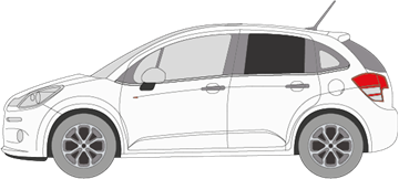 Afbeelding van Zijruit links Citroën C3 (DONKERE RUIT)