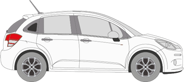 Afbeelding van Zijruit rechts Citroën C3 (DONKERE RUIT)