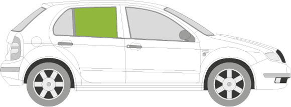 Afbeelding van Zijruit rechts Skoda Fabia 5 deurs
