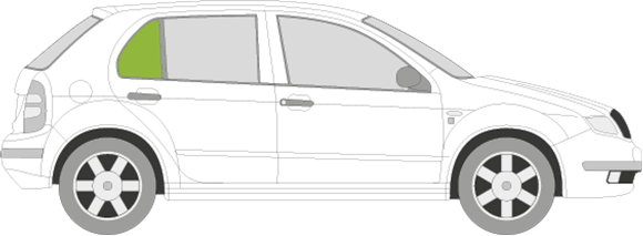 Afbeelding van Zijruit rechts Skoda Fabia 5 deurs