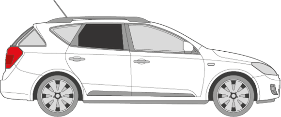 Afbeelding van Zijruit rechts Kia Cee'd break (DONKERE RUIT)