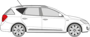 Afbeelding van Zijruit rechts Kia Cee'd break (DONKERE RUIT)