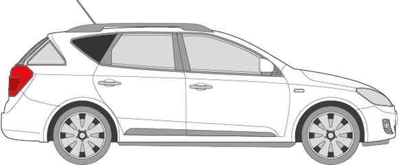 Afbeelding van Zijruit rechts Kia Cee'd break (DONKERE RUIT)