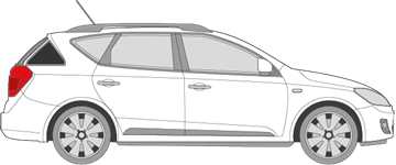 Afbeelding van Zijruit rechts Kia Cee'd break (DONKERE RUIT)