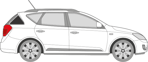 Afbeelding van Zijruit rechts Kia Cee'd break (DONKERE RUIT)