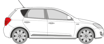 Afbeelding van Zijruit rechts Kia Cee'd 5 deurs (DONKERE RUIT)
