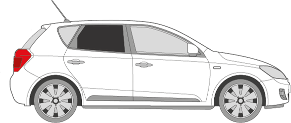 Afbeelding van Zijruit rechts Kia Cee'd 5 deurs (DONKERE RUIT) 