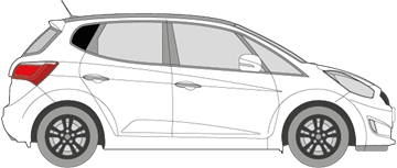 Afbeelding van Zijruit rechts Hyundai IX20 (DONKER)