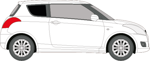 Afbeelding van Zijruit rechts Suzuki Swift 3 deurs (DONKERE RUIT)