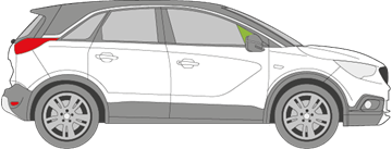 Afbeelding van Zijruit rechts Opel Crossland X (chroom lijst)