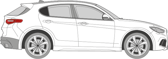 Afbeelding van Zijruit rechts Alfa Romeo Stelvio (DONKERE RUIT)