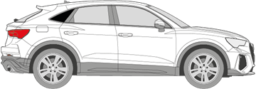Afbeelding van Zijruit rechts Audi Q3 sportback (DONKERE RUIT) 