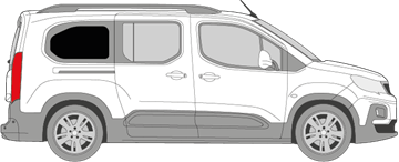 Afbeelding van Zijruit rechts Peugeot Rifter (LANG)(DONKERE RUIT)