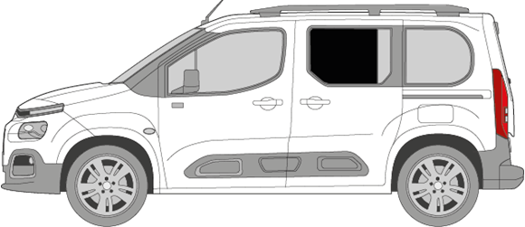 Afbeelding van Zijruit links Citroën Berlingo (DONKERE RUIT) 