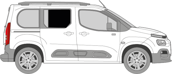 Afbeelding van Zijruit rechts Citroën Berlingo (DONKERE RUIT) 