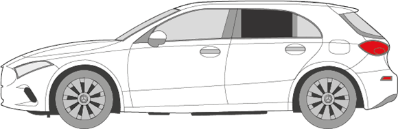 Afbeelding van Zijruit links Mercedes A-klasse 5-deurs (DONKERE RUIT) 