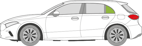Afbeelding van Zijruit links Mercedes A-klasse 5-deurs