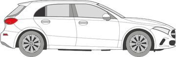 Afbeelding van Zijruit rechts Mercedes A-klasse 5-deurs (DONKERE RUIT)