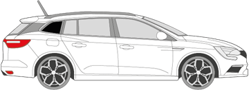 Afbeelding van Zijruit rechts Renault Mégane break (DONKERE RUIT)