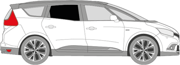 Afbeelding van Zijruit rechts Renault Mégane Grand Scenic (DONKERE RUIT)