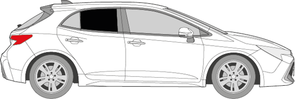 Afbeelding van Zijruit rechts Toyota Corolla 5 deurs (DONKERE RUIT)