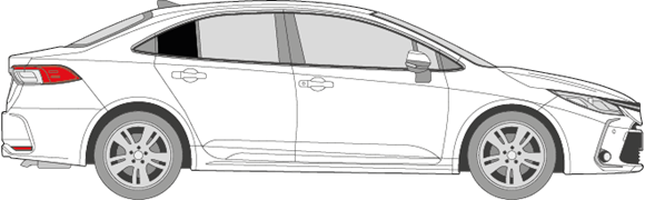 Afbeelding van Zijruit rechts Toyota Corolla sedan (DONKERE RUIT)