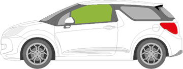 Afbeelding van Zijruit links Citroën DS3 