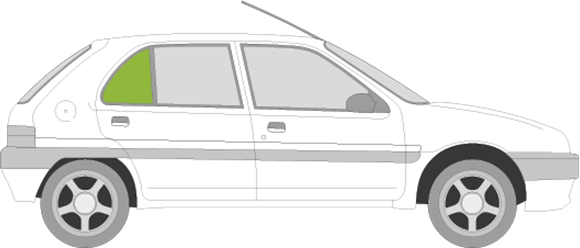 Afbeelding van Zijruit rechts Citroën Saxo 5 deurs 