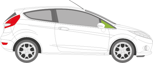 Afbeelding van Zijruit rechts Ford Fiesta 3 deurs (ZONDER CHROOM)