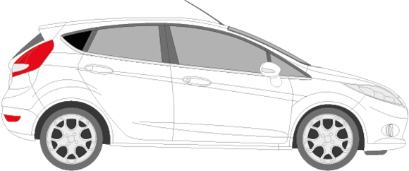 Afbeelding van Zijruit rechts Ford Fiesta 5 deurs (DONKERE RUIT MET CHROOM)