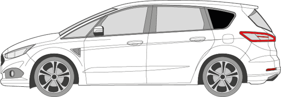 Afbeelding van Zijruit links Ford S-max (DONKERE RUIT)